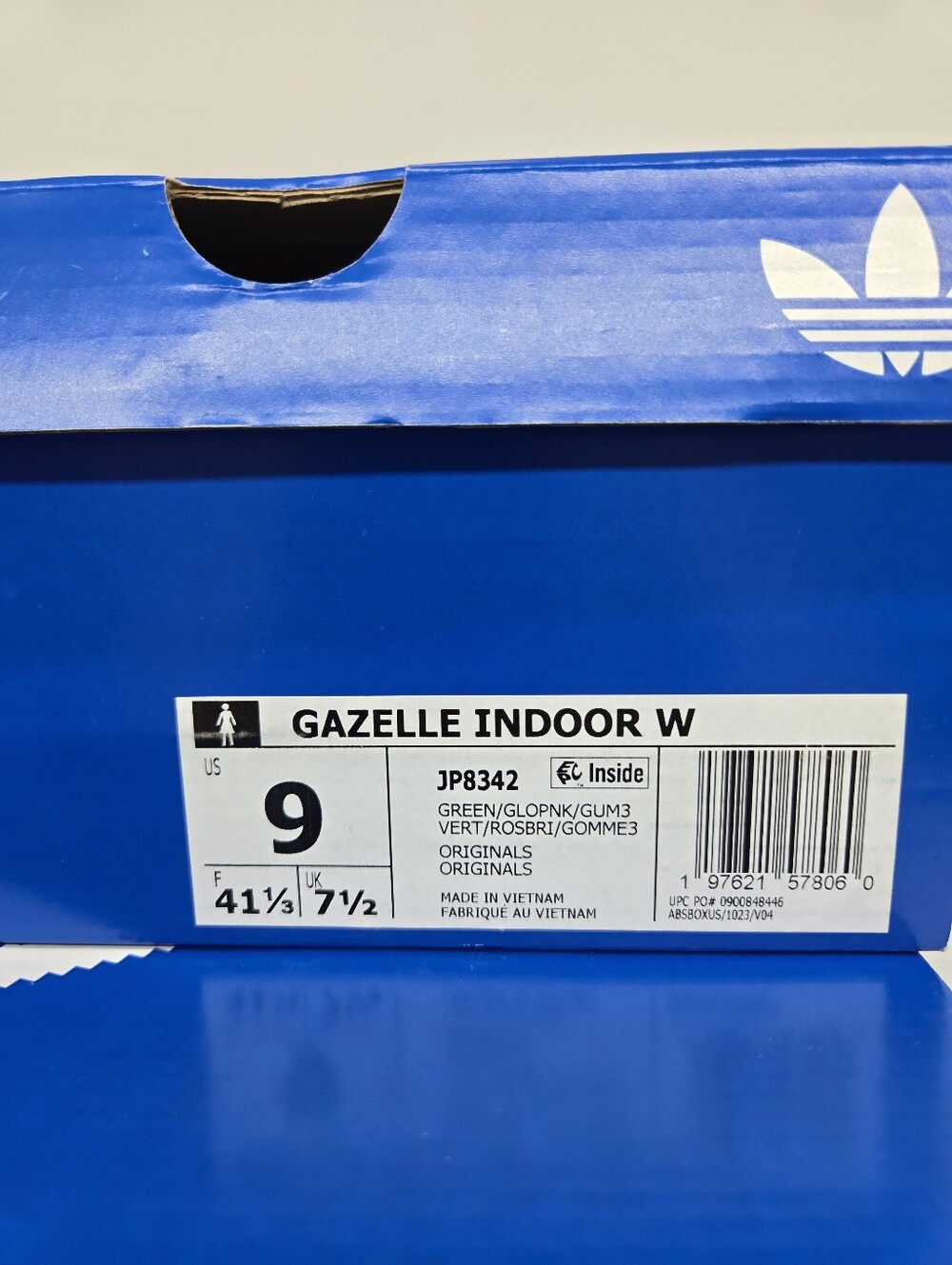 adidas Women's Gazelle Indoor Green Glow Pink Shoes Size 9 - Picture 8 of 8
